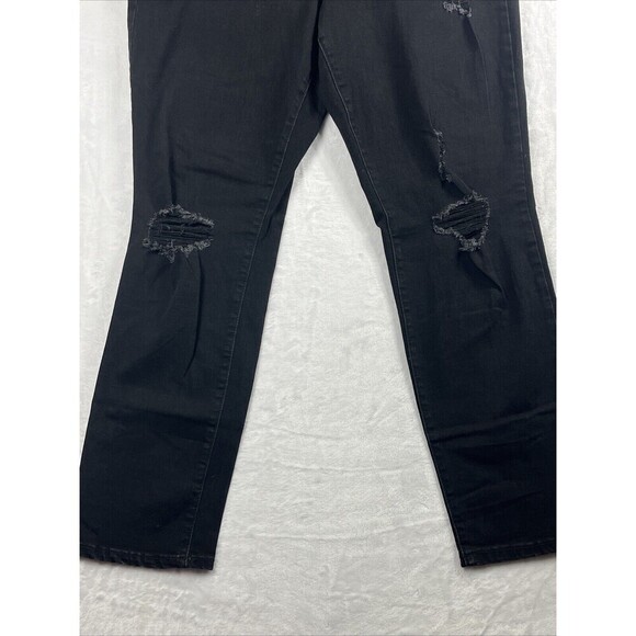 Old Navy Power Slim Straight Jeans Mid Rise Distressed Black Size 16 - Picture 3 of 8